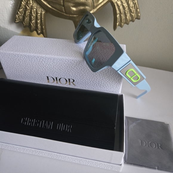 NIB Christian Dior CD SU Square Blue Sunglasses 599$ Retail - Picture 2 of 10